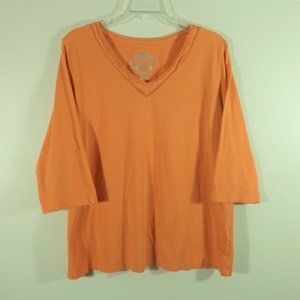 Orange V-neck Shirt, Roll V Neck
